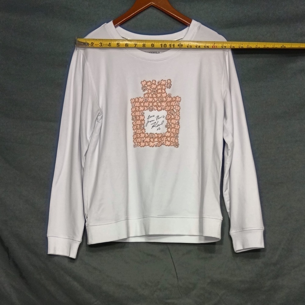 Karl lagerfield White Sweatshirt with Floral Perfum brand new w out tags size M - Picture 5 of 13